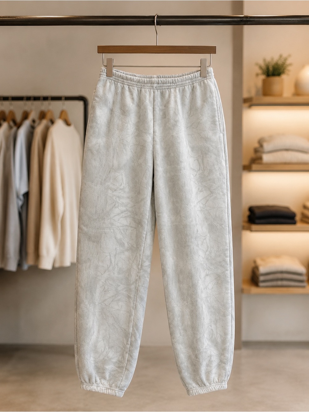 Light Gray Women's Joggers with Subtle All-Over Print